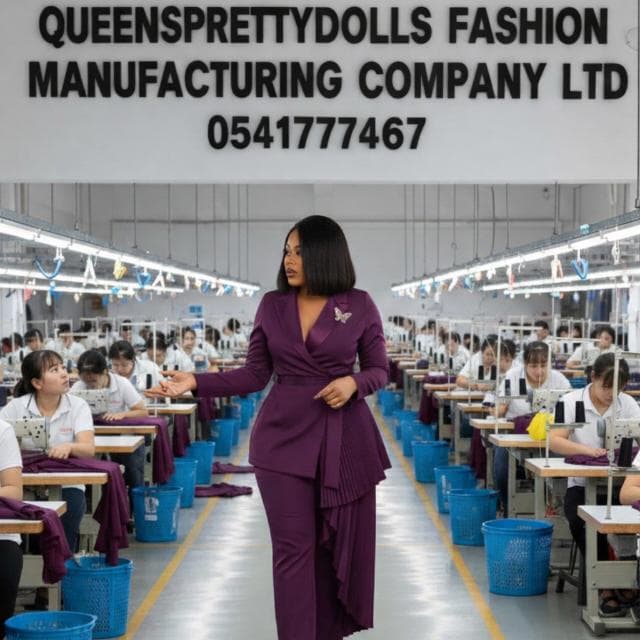 Queen standing on the floor of Queensprettydolls Fashion Manufacturing Company Ltd